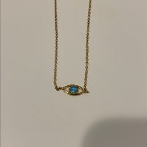 Evil eye blue opal necklace